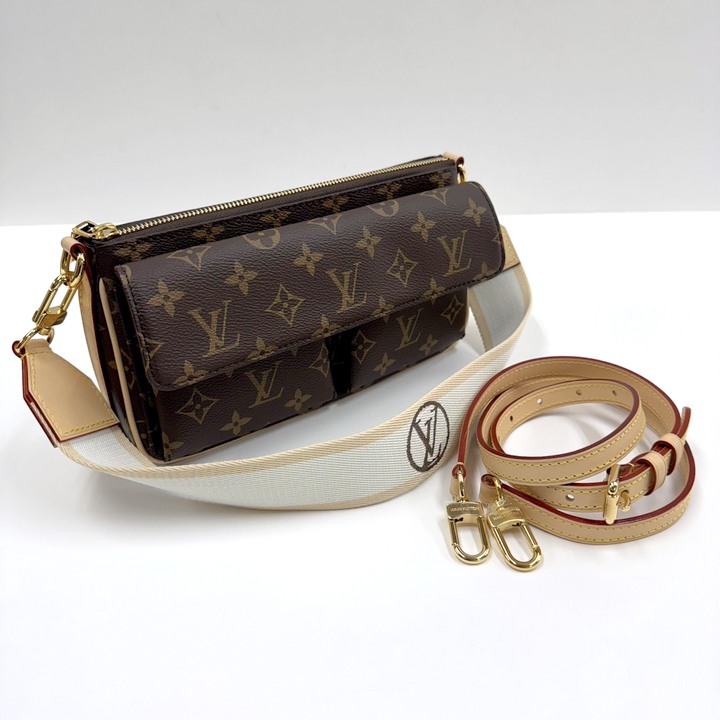 【中古】LOUIS VUITTON ルイヴィトン ヴィヴァシテ 2WAYショルダーバッグ モノグラム 赤銅色×ゴールド金具 M46999 RFID