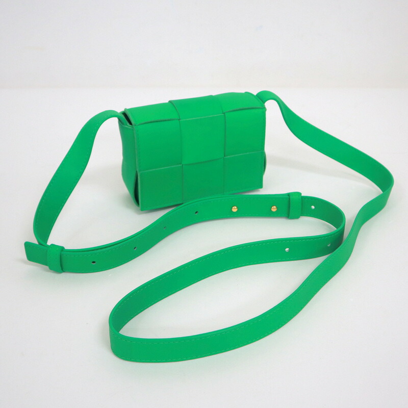 【中古】BOTTEGAVENETA ボッテガヴェネタ キャンディ･カセット ミニショルダーバッグ グリーン レザー 666688