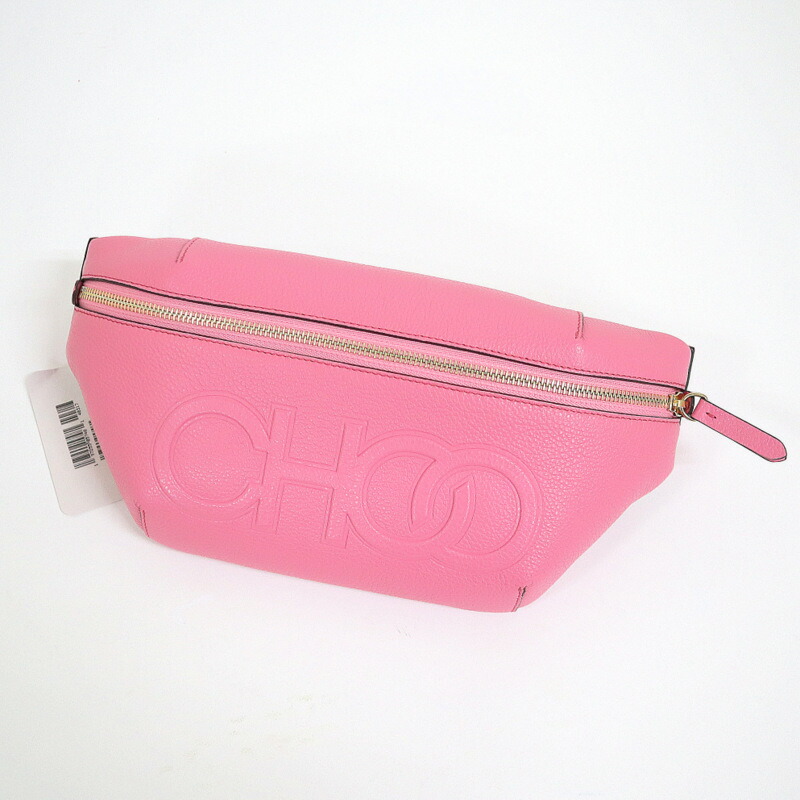 【中古】JIMMY CHOO ジミーチュウ CHOO ベルトバッグ レザー×ピンク