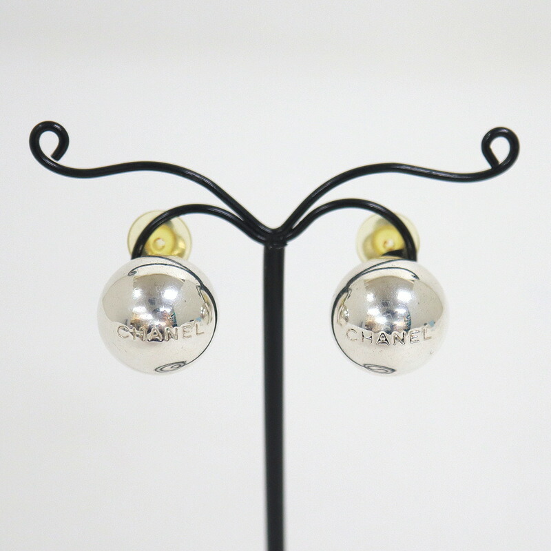 【中古】CHANEL シャネル 丸型イヤリング ブランドロゴ シルバー 98P|JJcollection