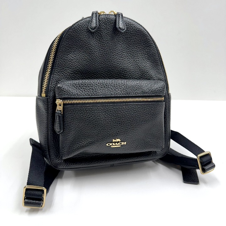 【中古】COACH コーチ バックパック レザー ブラック×ゴールド金具 F28995