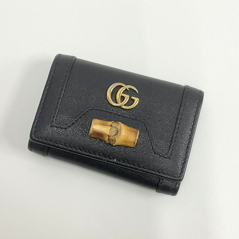【中古】GUCCI グッチ バンブー 6連キーケース レザー ブラック 658636