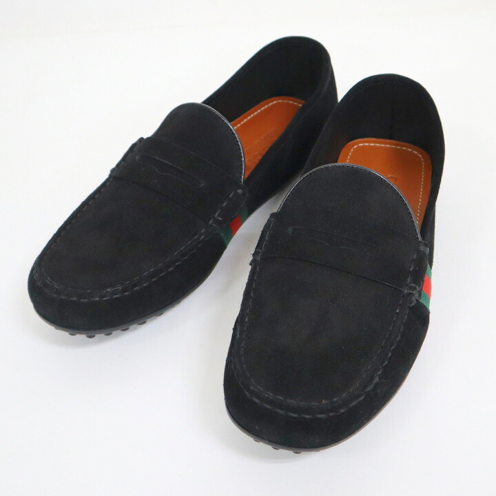 【中古】GUCCI グッチ ドライビングシューズ シェリー酒伝達ルート スエードクロス 黒いこと ウィメンズ