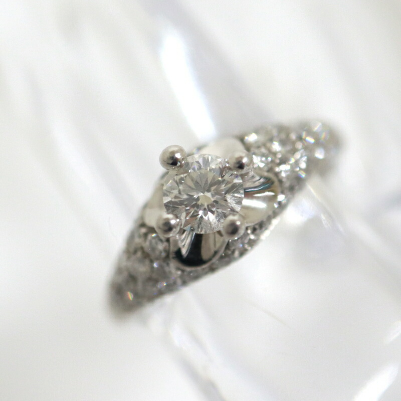 【中古】BVLGARI ブル小峡谷 コロナ ソリテールリング Pt950 45357 8.5号 4.8g