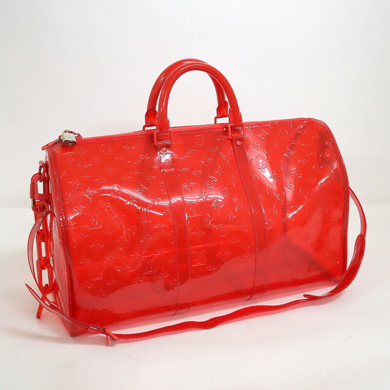 【中古】LOUIS VUITTON ルイヴィトン キーポル・バンドリエール50 モノグラム・レッド・クリア 2019年限定 M53274 MB0139｜JJcollection