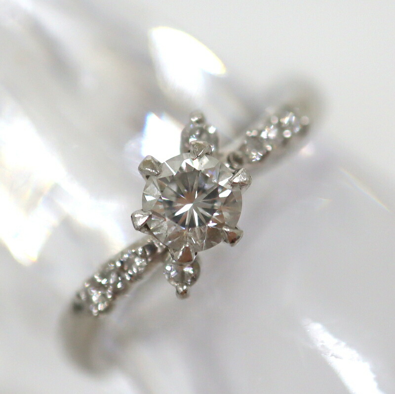 【中古】Jewelry Pt900 たて爪金剛石輪っか 0.367コンピュータ断層撮影法 0.10コンピュータ断層撮影法 10.0号 4.0g
