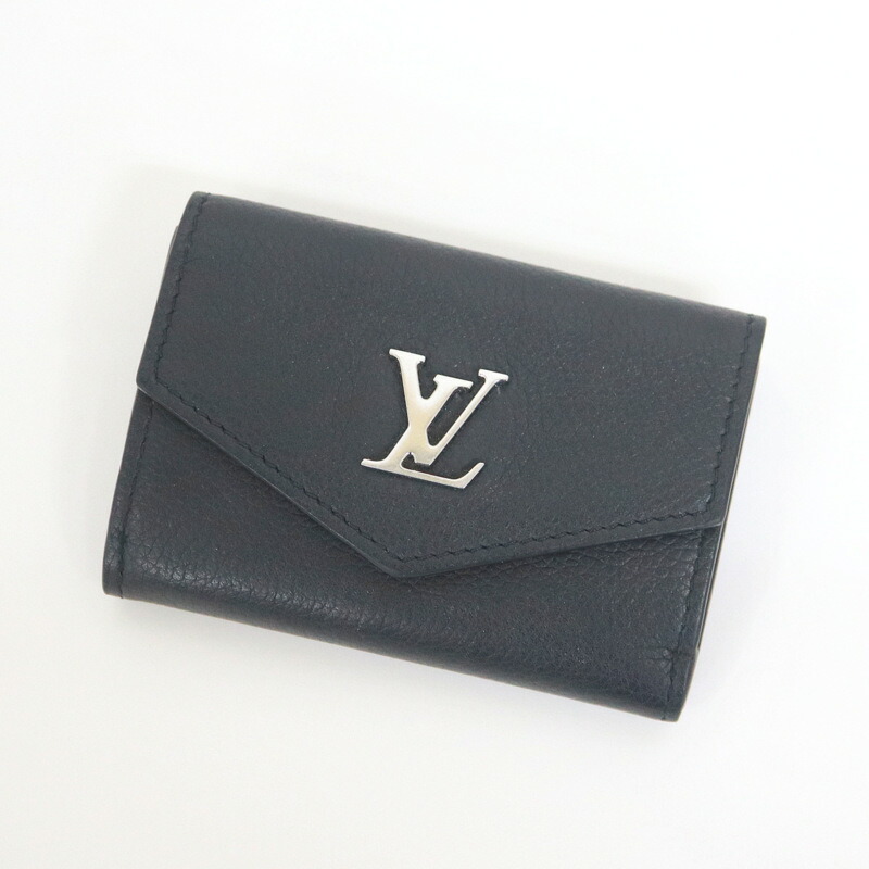 【中古】LOUIS VUITTON ルイヴィトン ポルトフォイユロックミニ ノワール 三つ折り札入れ M63921 RFID