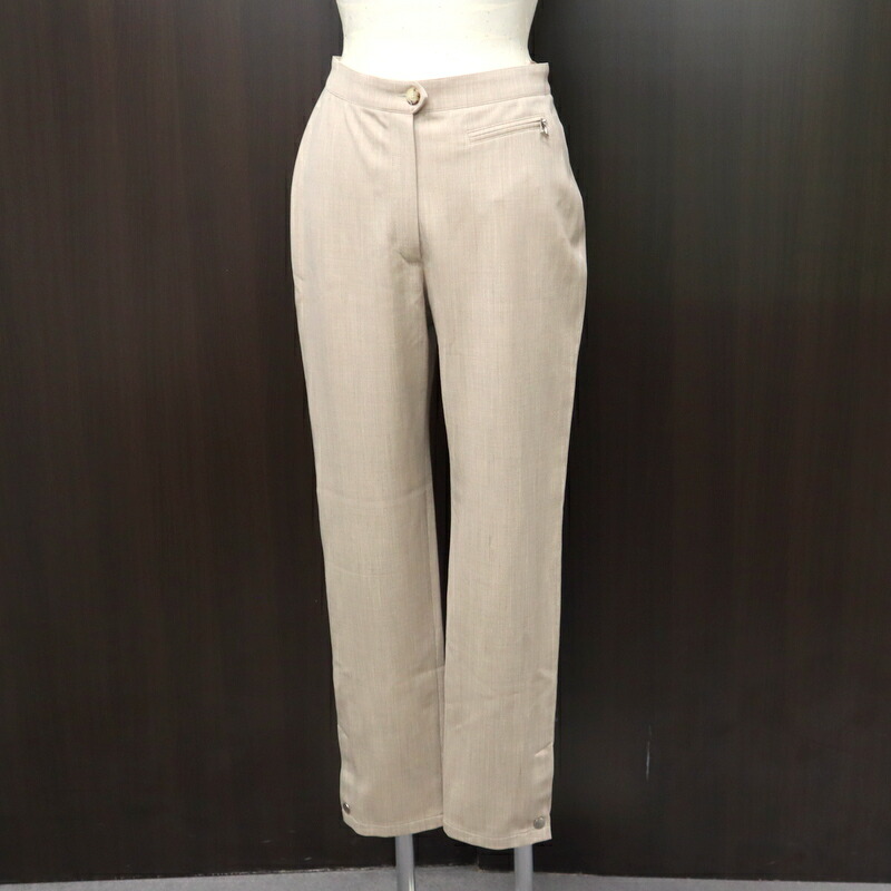 【中古】HERMES エルメス パンツ セリエボタン ベージュ ウール96% #40