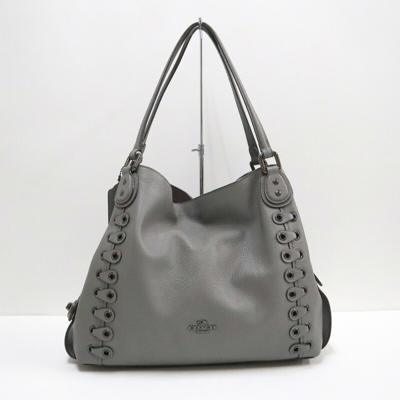 【中古】COACH コーチ職 イーディ 虚蝉ショルダーバッグ なめし革 薄墨色 21348