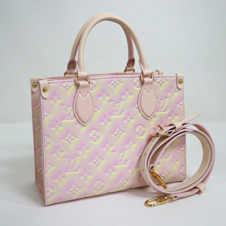 【中古】LOUIS VUITTON ルイヴィトン オンザゴーPM モノグラムアンプラント ともし火サクラ色 M46168 RFID