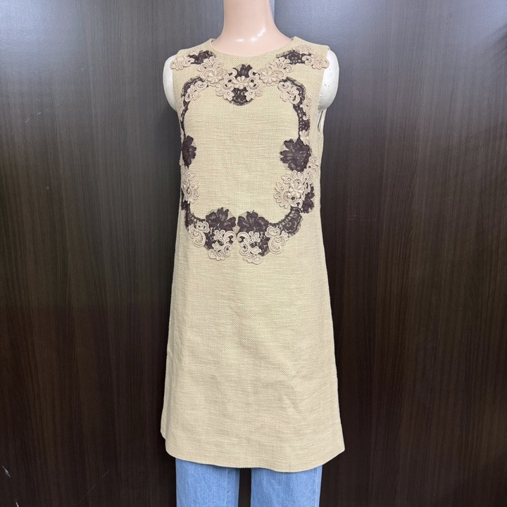【中古】DOLCE\u0026GABBANA ノースリーブ衣裳 衣裳 ベージュ×赤銅色 #42
