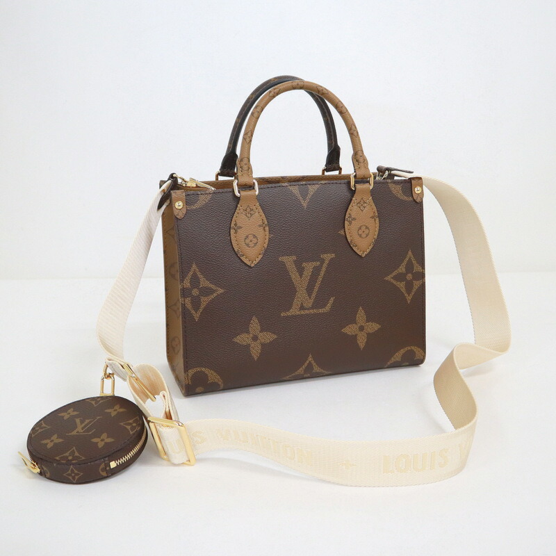 【中古】LOUIS VUITTON ヴィトン オンザゴーPM 2WAYショルダーバッグ モノグラム 巨大な生物 逆さま M46373 RFID