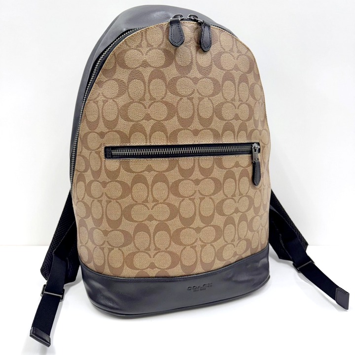 【中古】COACH コーチ リュックサック シグネチャー キャンバス ベージュ F78756
