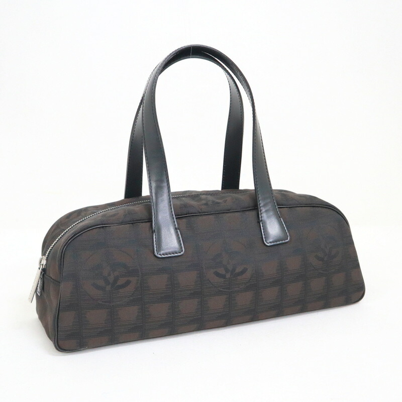 【中古】CHANEL シャネル ミニボストンバッグ ニュートラベルライン ブラウン ナイロンジャガード A15828