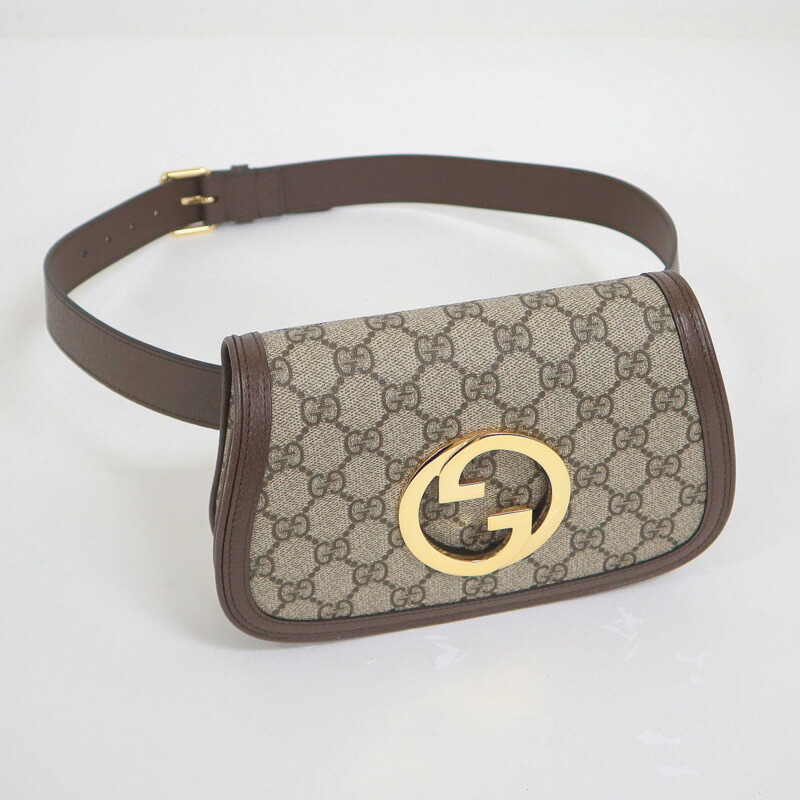 【中古】GUCCI グッチ ブロンディ 上半身御徒面子 GGスプリーム ベージュ×赤銅色 703807