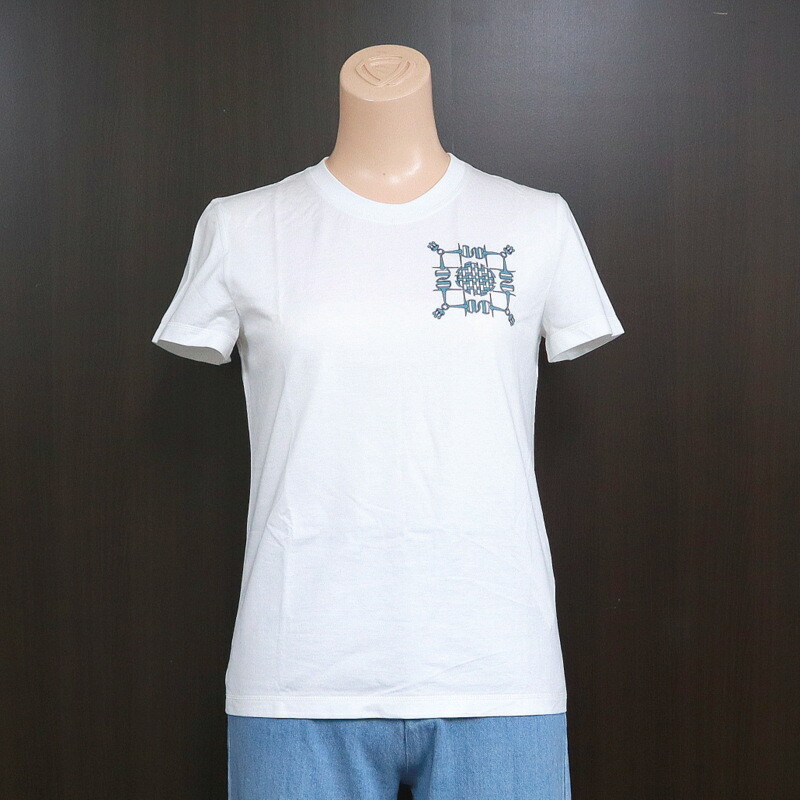 【中古】HERMES エルメス Tシャツ ドロワミニ #34 ホワイト｜JJcollection