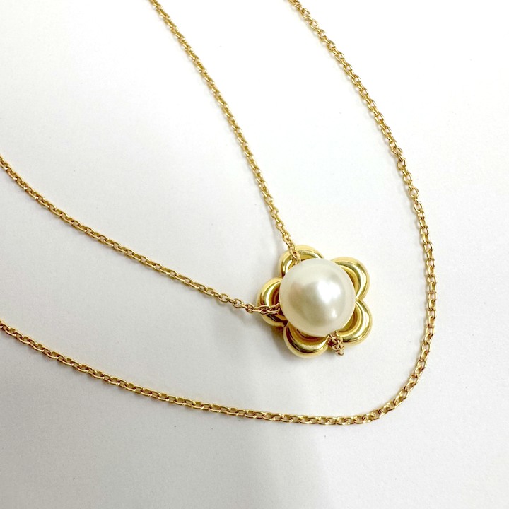 【中古】TASAKI タサキ K18 2連ネックレス パール7mm 4.2g