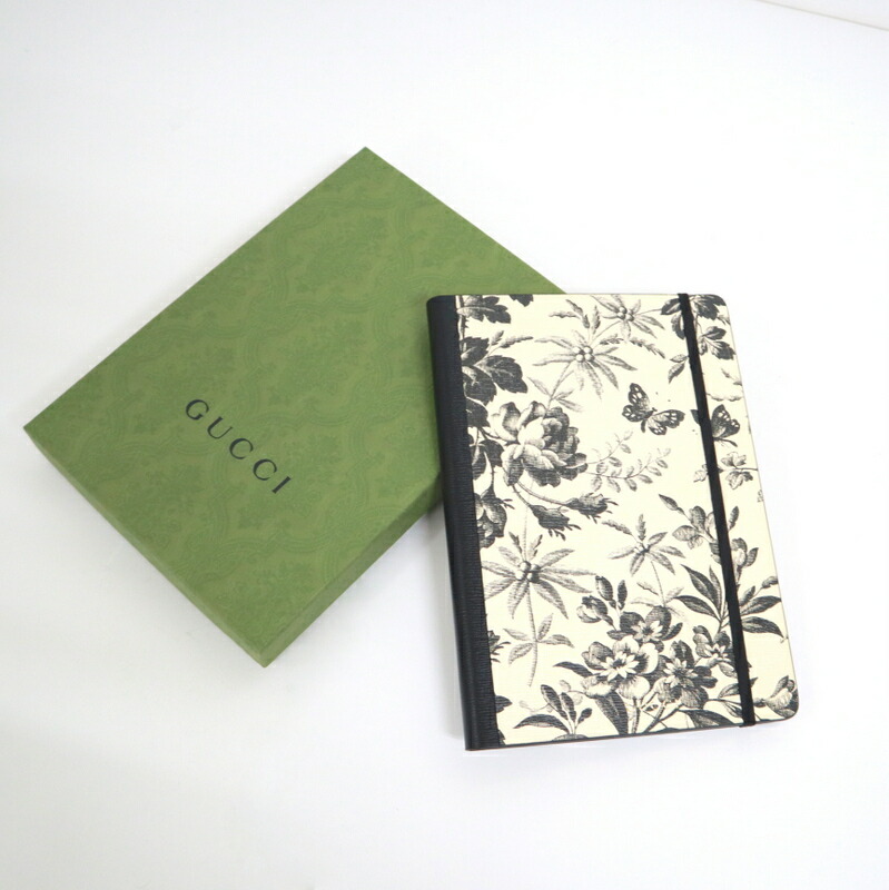 【中古】GUCCI グッチ ステーショナリーハーバリウム 万覚え帳 紙 象牙色×黒いこと