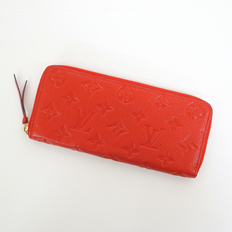 【中古】LOUIS VUITTON ルイヴィトン ポルトフォイユクレマンス モノグラムアンプラント 赤いこと M61701 SP2108