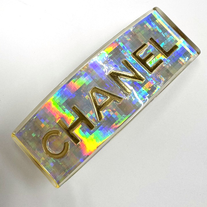 【中古】CHANEL シャネル バレッタ 髪留め クリア&times;ゴールド金具 97A｜JJcollection