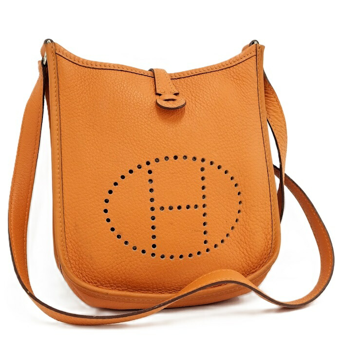 【中古】HERMES エブリンTPM ショルダーバック ショルダーバッグ レザー オレンジ □G刻印