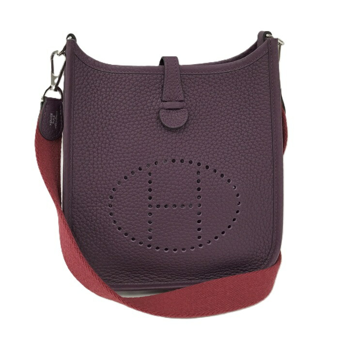 【中古】HERMES エブリン TPM ショルダーバッグ なめし革 パープル W目じるし レディースバッグ-バッグ-バッグ・小物・ブランド雑貨
