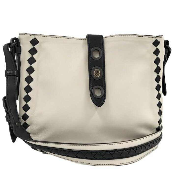 【中古】BOTTEGA VENETA ショルダーバッグ レザー アイボリー系｜JJcollection