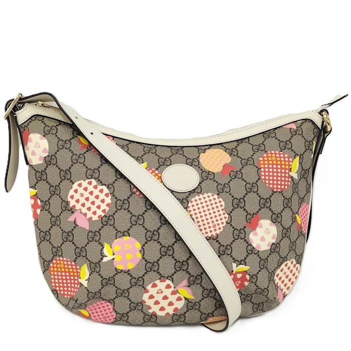 【中古】GUCCI ショルダーバッグ アップル＆ハート レポム GGスプリーム ベージュ 598125・04