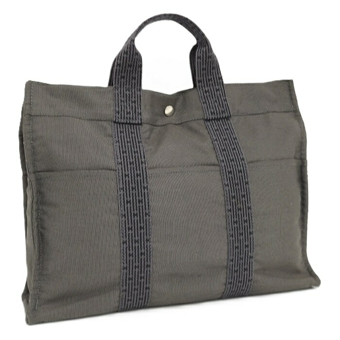 美品✨HERMES エールラインTGM グレー　キャンバス　ボストンバッグ 800000110645000-1_60f7491a-