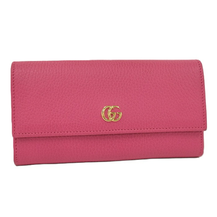 【中古】GUCCI コンチネンタルウォレット 二つ折り長財布 GGマーモント レザー ピンク 456116