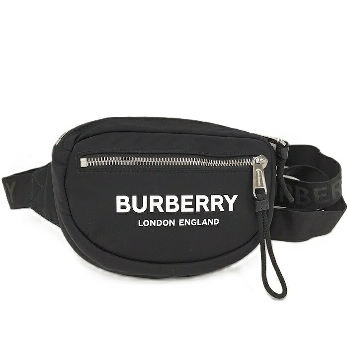【中古】BURBERRY ボディバッグ ロゴプリント ナイロン ブラック 8014519
