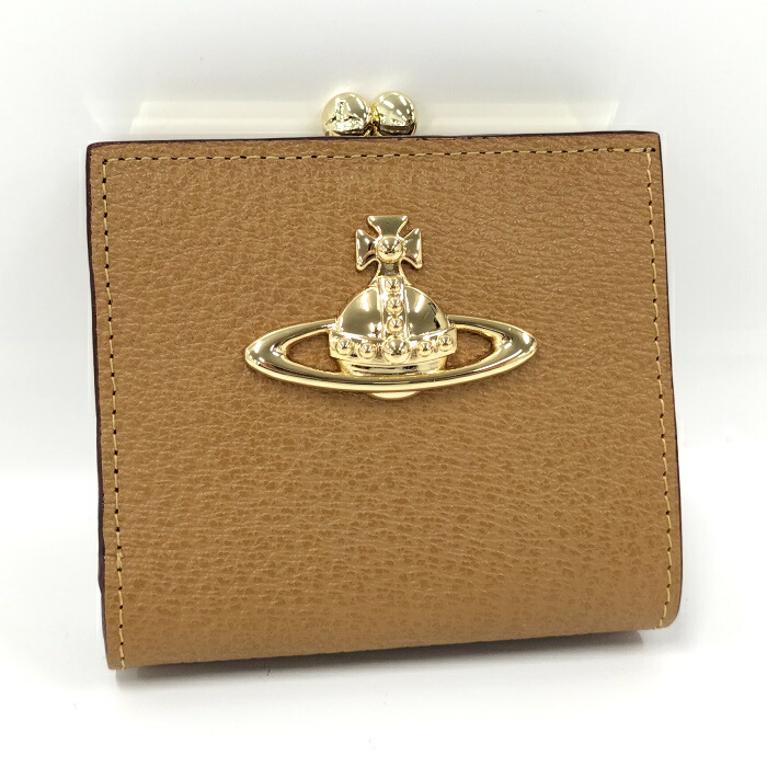 新品 未使用 Vivienne Westwood 茶 ブラウン がま口 二つ折り Vivienne Westwood ヴィヴィアンウエストウッド 二つ折り