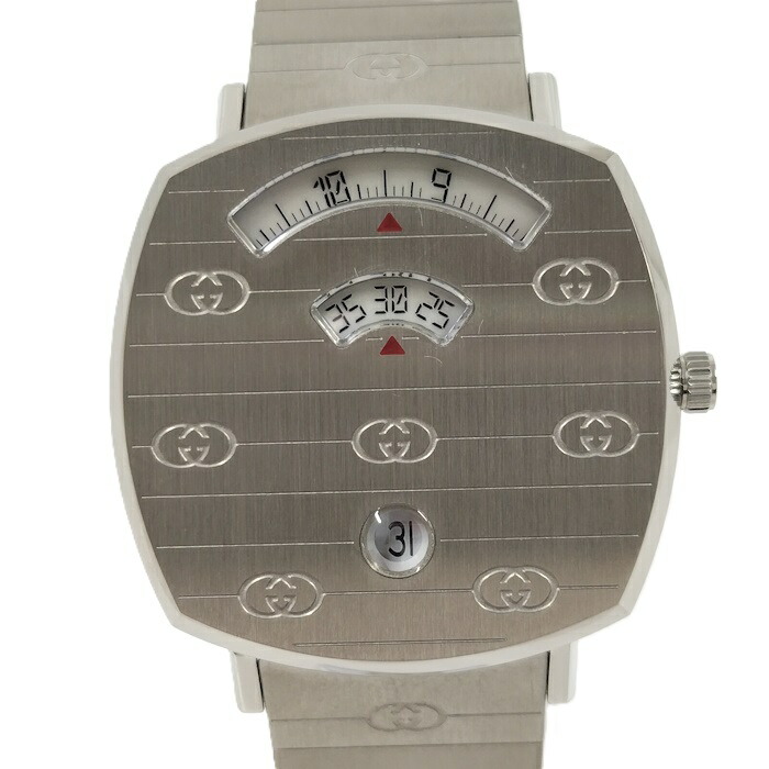 【中古】GUCCI 腕時計 グリップ クオーツ SS ホワイト文字盤 YA157401