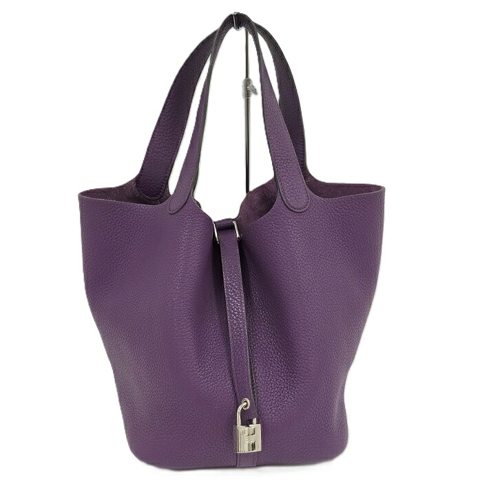 【中古】HERMES ハンドバッグ ピコタンロックMM トリヨンクレマンス レザー パープル