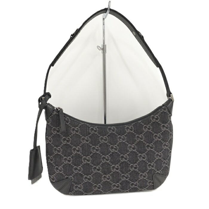 【中古】GUCCI ショルダーバッグ ホースビットスリム GGジーンズ なめし革 ジーンズ 黒いこと 774719