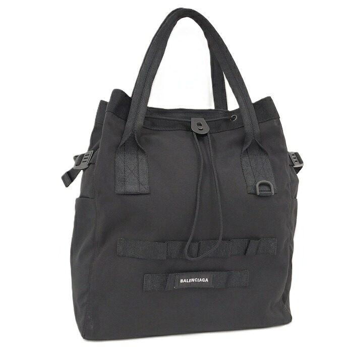 【中古】BALENCIAGA トートバッグ アーミー ナイロンキャンバス ブラック 644040