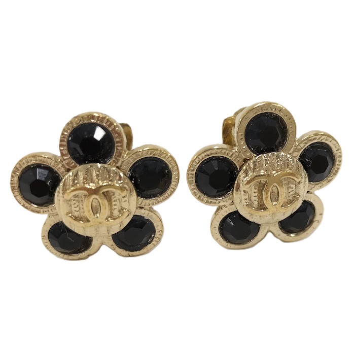 【中古】CHANEL イヤリング ココマーク フラワー GP ゴールド ブラック 06A 28,309円