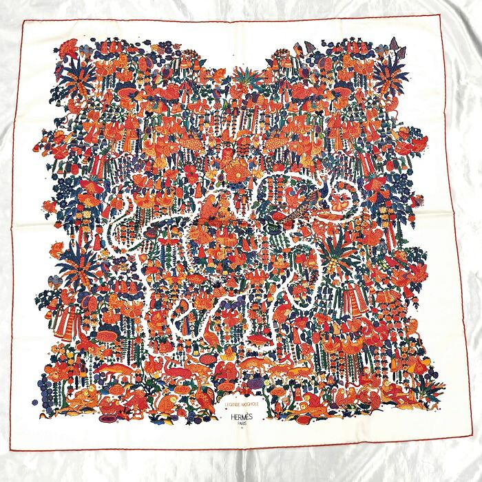 【中古】HERMES スカーフ カレ90 LEGENDE MOGHOLE ムガールの伝説 シルク マルチカラー