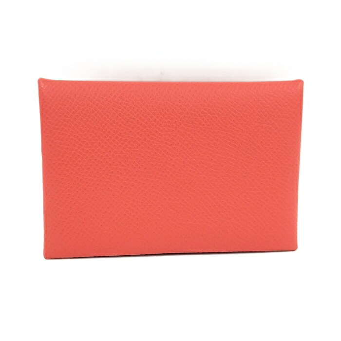 【中古】HERMES コインケース カルヴィ ヴォーエプソン C刻印 サーモンピンク系