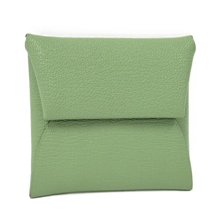 【中古】HERMES バスティア コインケース トゴ レザー グリーン W刻印