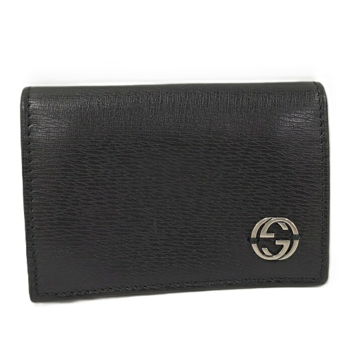 【中古】GUCCI カードケース レザー ブラック 310598