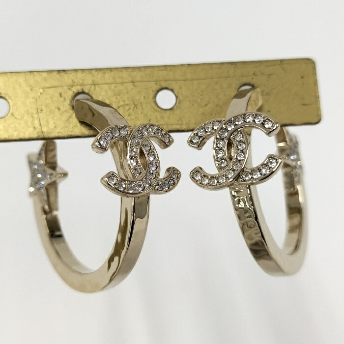 楽天市場】シャネル CHANEL ピアス CCマーク メタル＆ストラス ライン