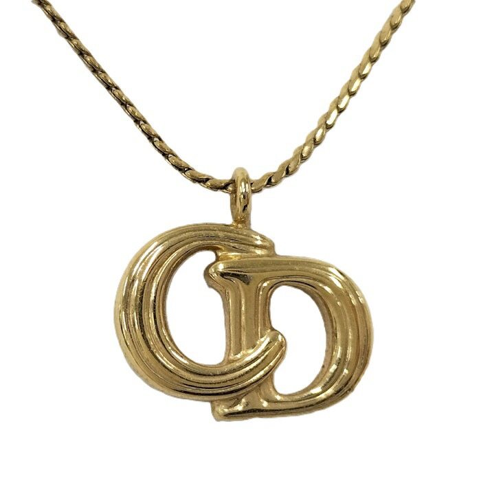 【中古】Christian Dior ロゴ ネックレス ゴールド系 メッキ
