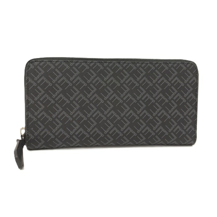 【中古】Dunhill ラウンドジッパー長紙入れ ロゴタイプ 書き判 PVC なめし革 黒いこと