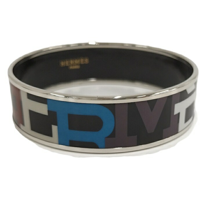 HERMES　エルメス　バングル 　エマイユ　馬車柄　ブラックxシルバー 楽天市場】エルメス エマイユGM 黒 GP金具 馬柄 X刻印