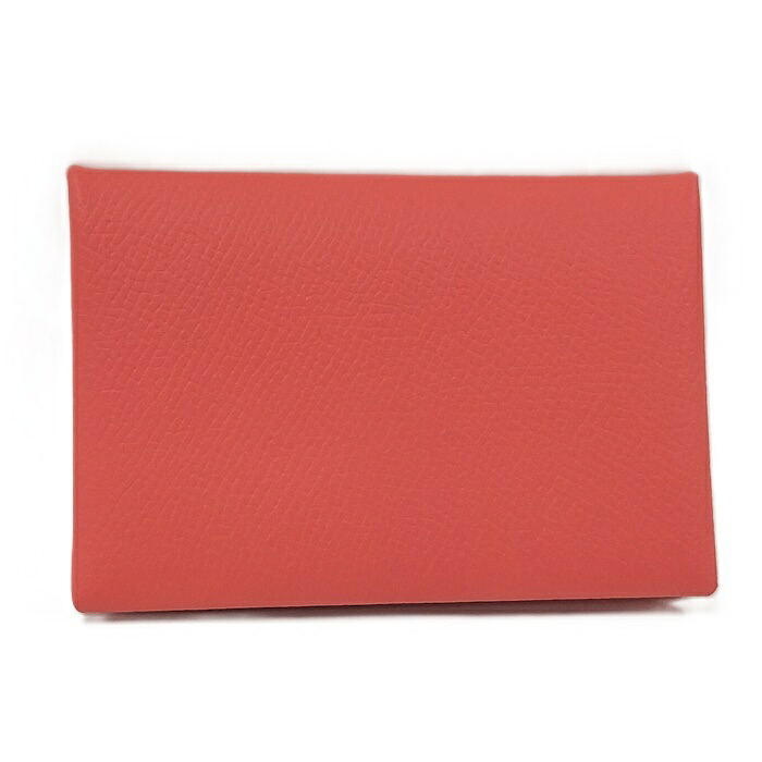 【中古】HERMES カルヴィ コインケース ヴォーエプソン レザー レッド系 D刻印