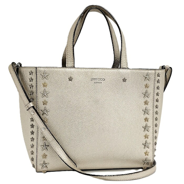 【中古】JIMMY CHOO 2WAYバッグ ミニペガシ スタースタッズ ゴールド レザー