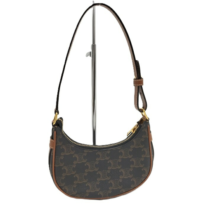 【中古】CELINE アヴァ ハンドバック トリオンフ PVC 赤銅色 黒いこと 193952 ハンドバッグ-バッグ・小物・ブランド雑貨-レディースバッグ