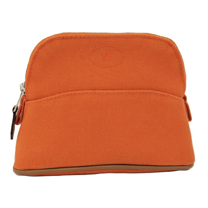 【中古】HERMES ボリードポーチ16 ミニミニ キャンバス オレンジ系｜JJcollection
