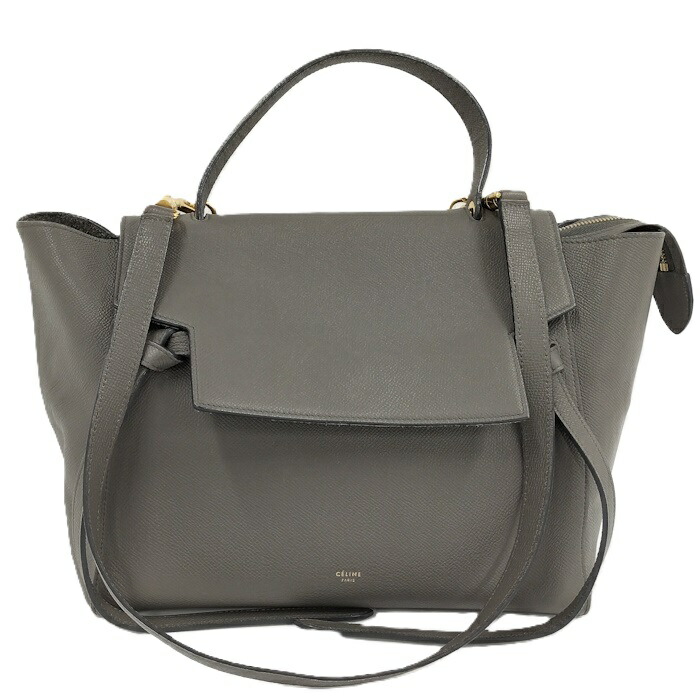 【中古】CELINE 2WAY御徒面子 なめし革 薄墨色系